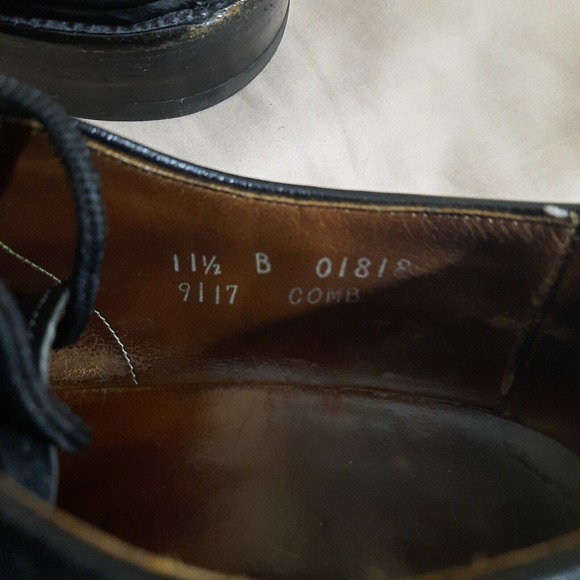 Allen Edmonds Macneil Mens Dress Shoes 11.5B Black Leather Derby Oxford Wingtip - Picture 9 of 9